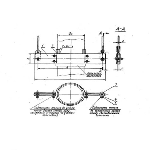 Хомуты укороченные подвесок вертикальных стальных трубопроводов 127x8.21x750 мм 12ХМ МН 3952-62